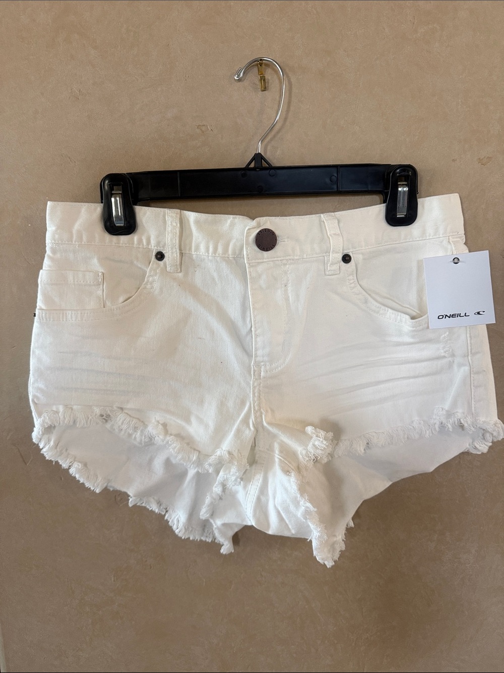 O'Neill White Distressed Frayed Hem Denim Shorts for Women size 29